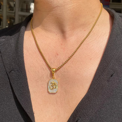 Gold Plated Om Diamond Pendant and Chain