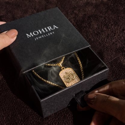 Gold Plated Om Diamond Pendant and Chain